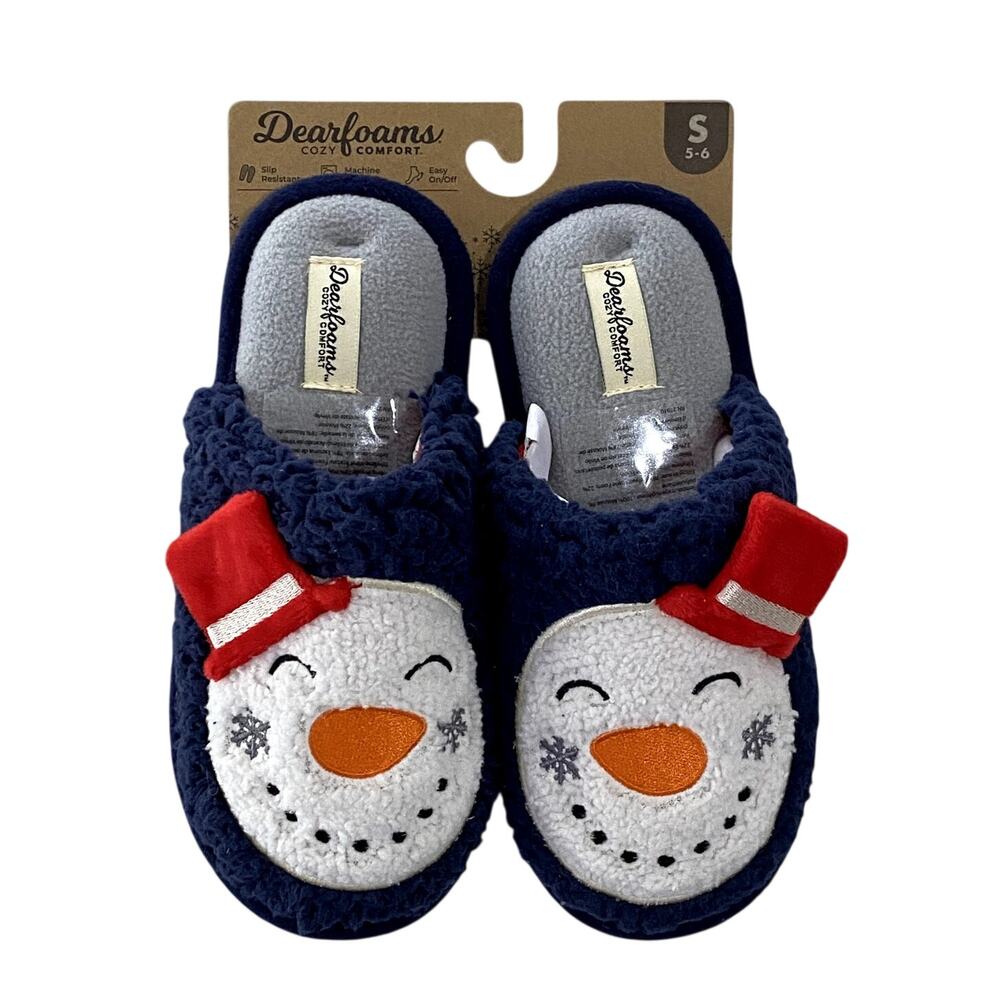 Dearfoams Womens Snowman Slipper Shoes Size S (5-6) Small Winter Holiday Cozy